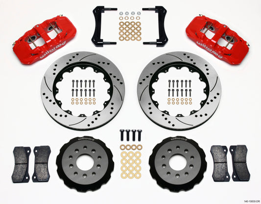 Wilwood AERO6 Kit de sombrero delantero 14.00 Rojo perforado 2005-2014 Mustang