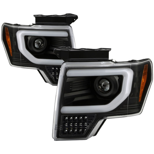 Spyder Ford F150 13-14 Xenon Model Only Light Bar Projector Headlights Blk PRO-YD-FF15013PL-SEQ-BK