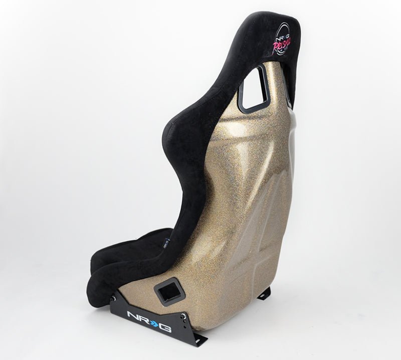 Asiento envolvente NRG FRP Edición ULTRA - Grande (Alcantara negro/respaldo con purpurina dorada)