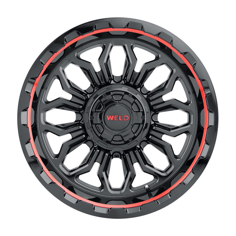 Weld Off-Road W140 20X10 Flare 6X135 6X139.7 ET-18 BS4.75 Negro brillante MIL Rojo 106.1