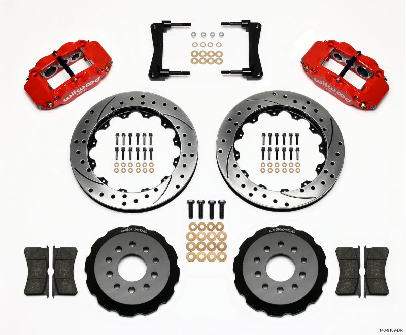 Wilwood Narrow Superlite 6R Kit de sombrero delantero 13.06 pulgadas rojo taladro 2005-2014 Mustang