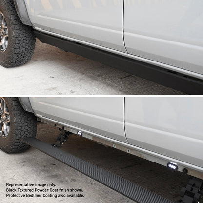 Go Rhino 21-23 Ford Bronco 4dr E-BOARD E1 Electric Running Board Kit (No Drill) - Bedliner Coating