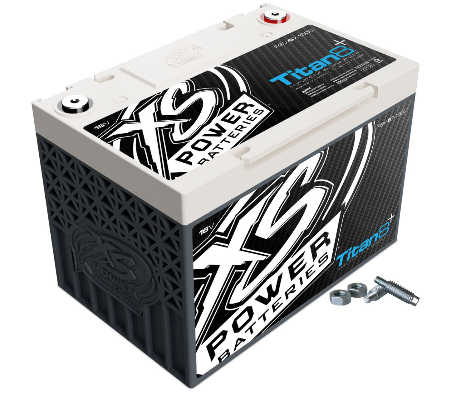 Baterías XS Power Baterías Titan 8 de litio de 12 V, 14 V y 16 V: pernos de terminal M6 incluidos con distribución 2/0 integrada, 1000 amperios máximos