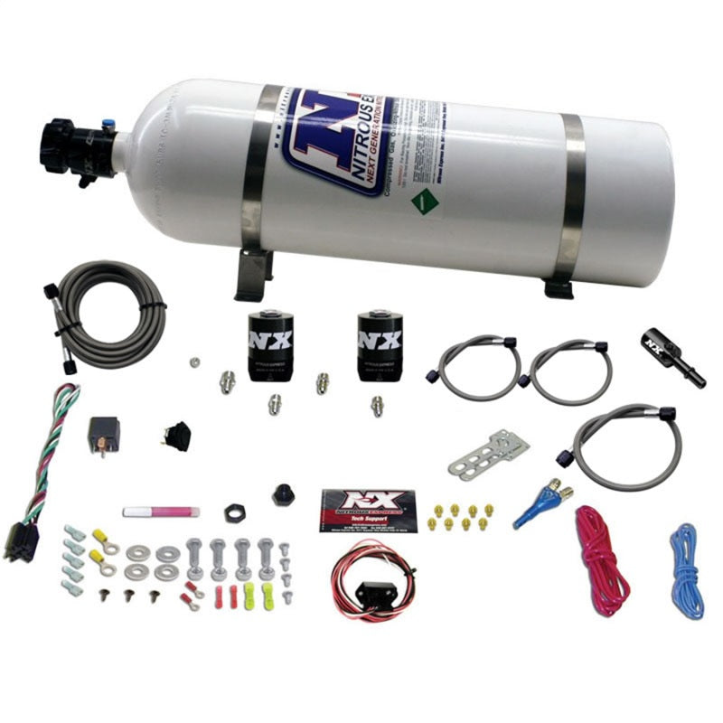 Nitrous Express 11-15 Ford Mustang GT 5.0L Coyote Kit nitroso de boquilla única (35-150HP) con botella de 15 lb