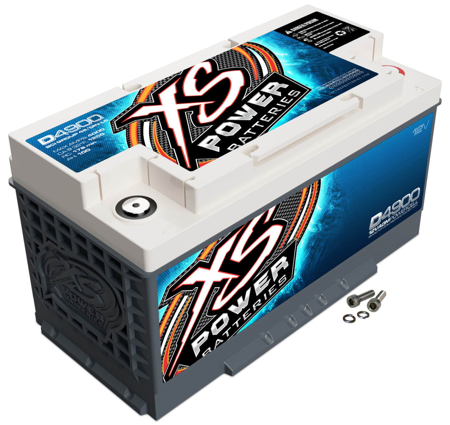 XS Power Batteries 12V AGM D Series Batteries - M6 Terminal Bolts Included 4000 Max Amps