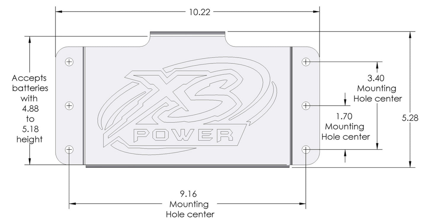 XS Power Baterías Serie 375 Caja de montaje lateral de aluminio estampado sin ventana