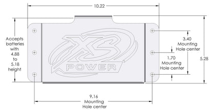 XS Power Baterías Serie 375 Caja de montaje lateral de aluminio estampado sin ventana