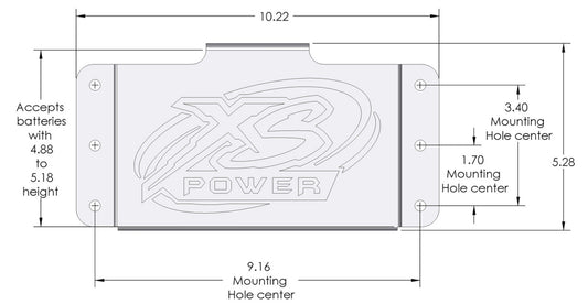 XS Power Baterías Serie 375 Caja de montaje lateral de aluminio estampado sin ventana