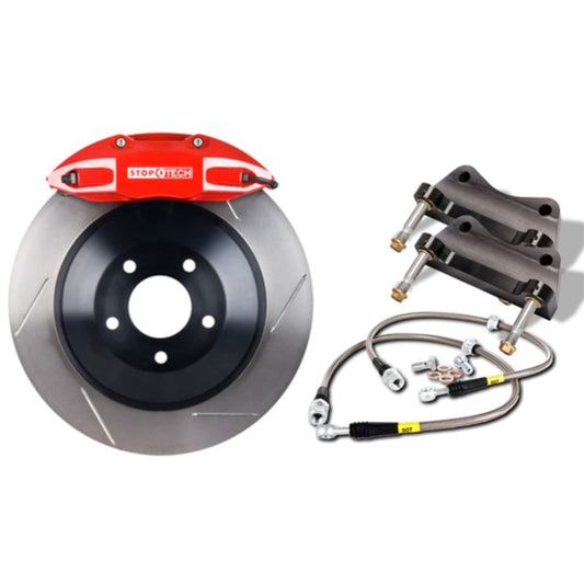 StopTech 2015 Ford Mustang GT Front Big Brake Kit Red ST-60 Calipers 380x34mm Drilled 1pc Rotors