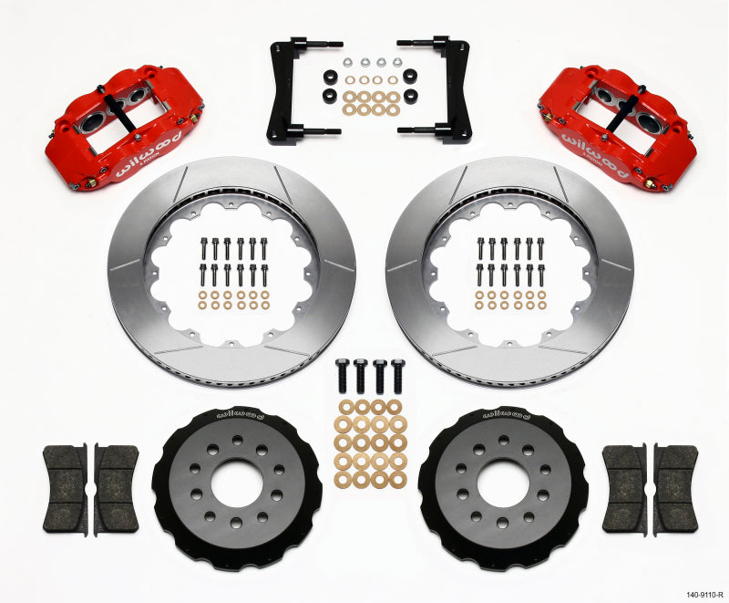 Wilwood Narrow Superlite 6R Kit de sombrero delantero 14.00 pulgadas rojo 2005-2014 Mustang