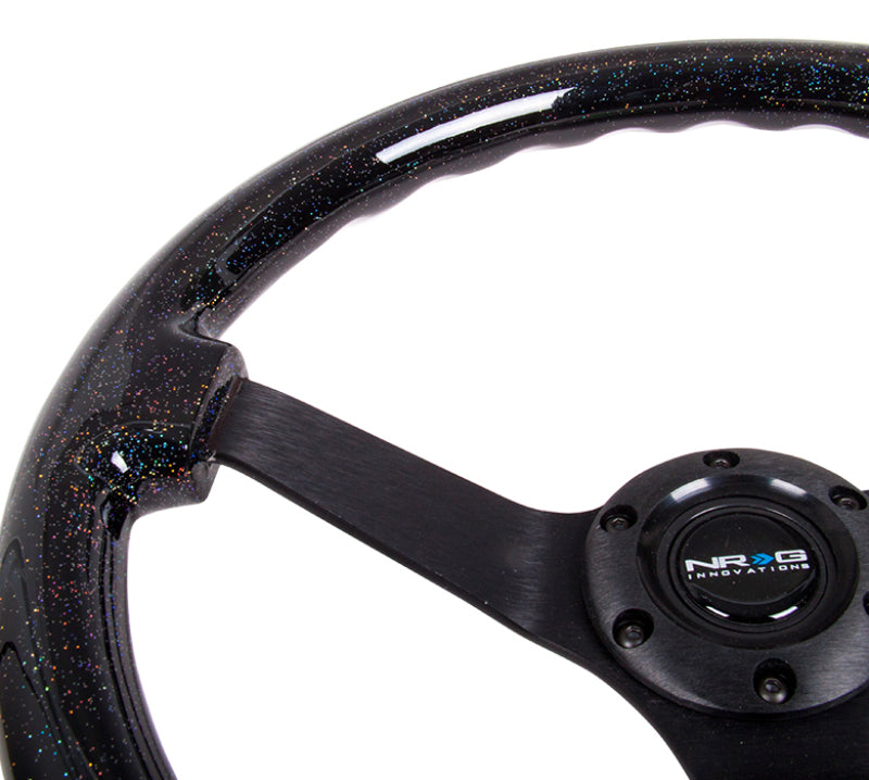 Volante reforzado NRG (350 mm / 3 pulgadas de profundidad) Classic Blk Sparkle Wood Grain con centro de 3 radios Blk