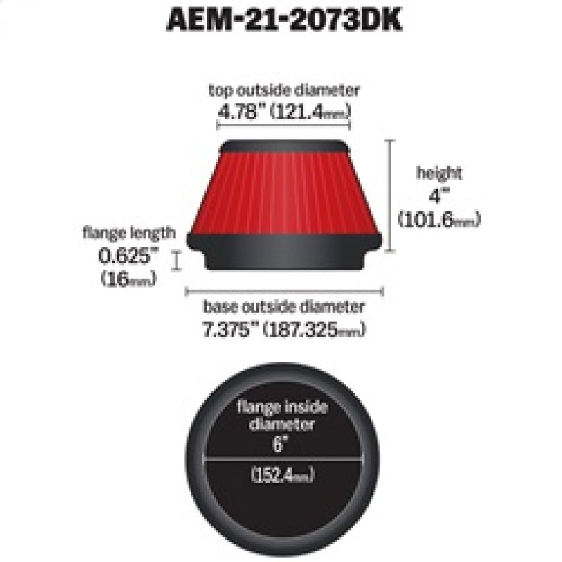 Filtro de aire DryFlow AEM de 5 pulgadas x 5 pulgadas