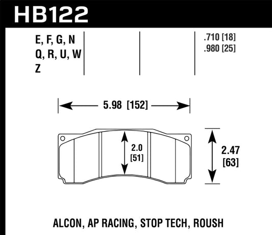 Hawk Alcon/AP Racing, StopTech Roush ER-1 Juego de pastillas de freno
