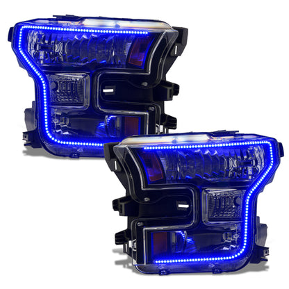 Oracle 15-17 Ford F-150 Dynamic RGB+A Pre-Assembled Headlights Halogen - Black Edition - ColorSHIFT