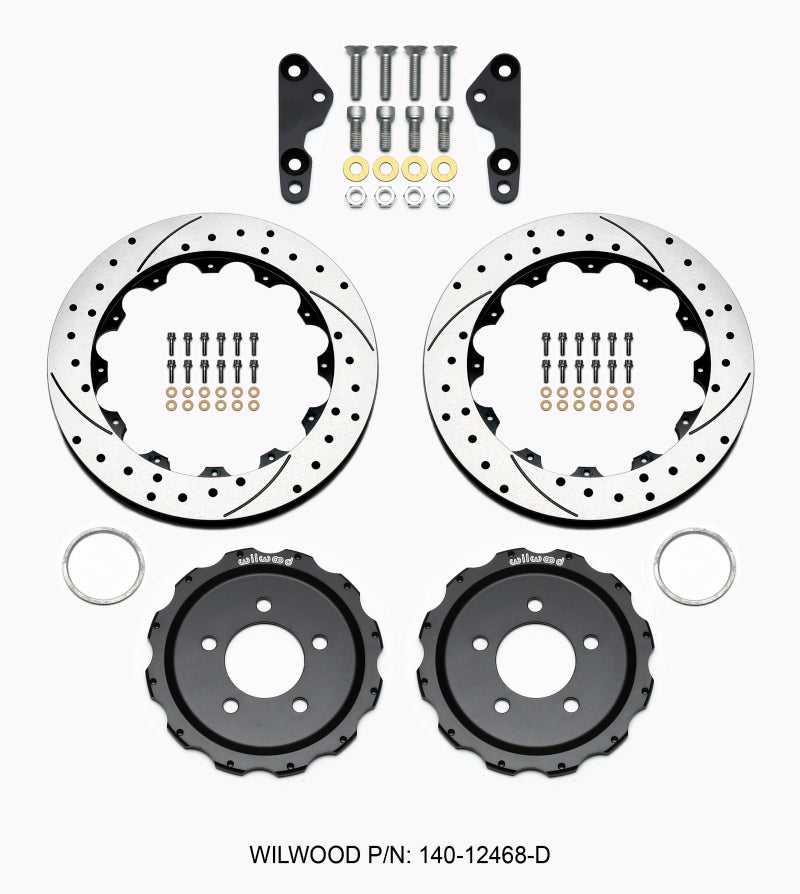 Wilwood Pro-Matrix Kit trasero perforado 05-12 Mustang GT (2 piezas Hat/Rtr)