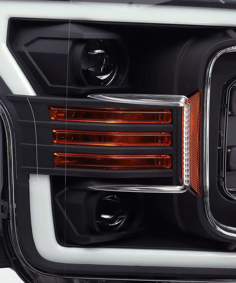 AlphaRex 18-19 Ford F-150 PRO-Series Proj Headlights Plank Style Matte Blk w/Activ Light/Seq Signal