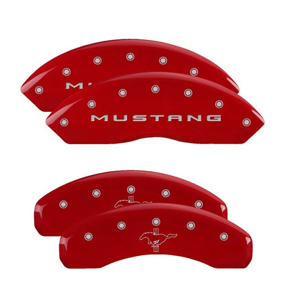 Cubiertas de pinza MGP 4 grabadas delanteras 2015/Mustang grabadas traseras 2015/Bar &amp; Pony acabado rojo plata ch