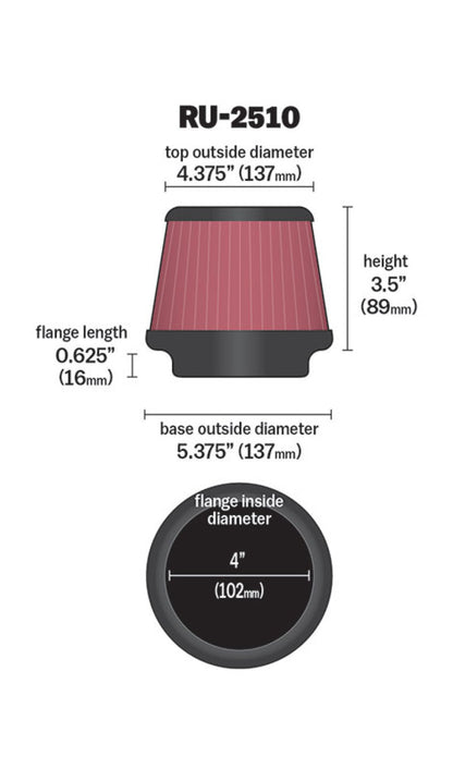 Filtro universal de 4 pulgadas K&amp;N