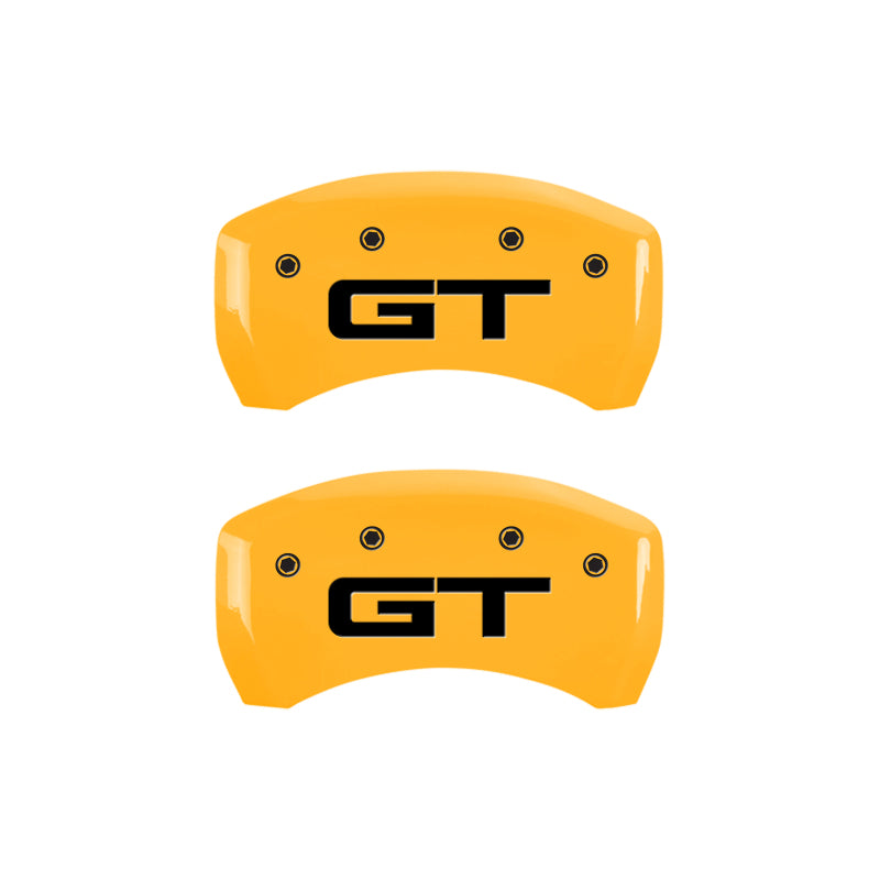 MGP 4 Caliper Covers Engraved Front 2015/Mustang Engraved Rear 2015/GT Yellow finish black ch