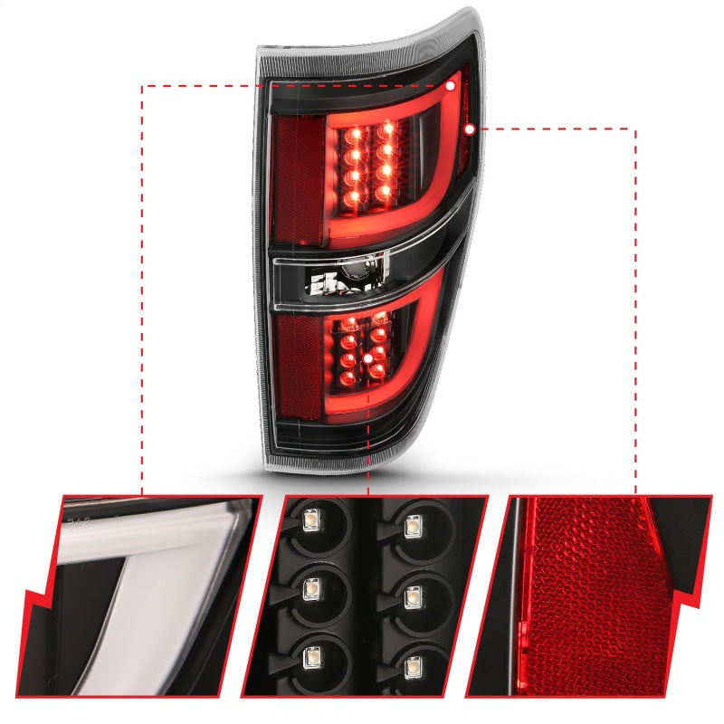 ANZO 2009-2013 Ford F-150 luces traseras LED negras