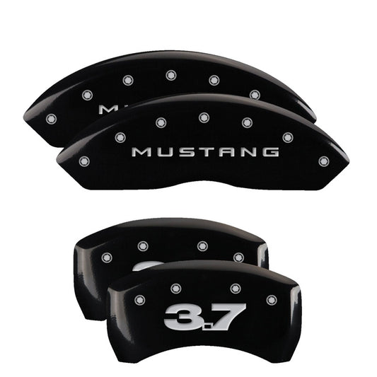 Cubiertas de pinza MGP 4 Grabado Delantero Mustang Grabado Trasero 37 Acabado negro plata ch