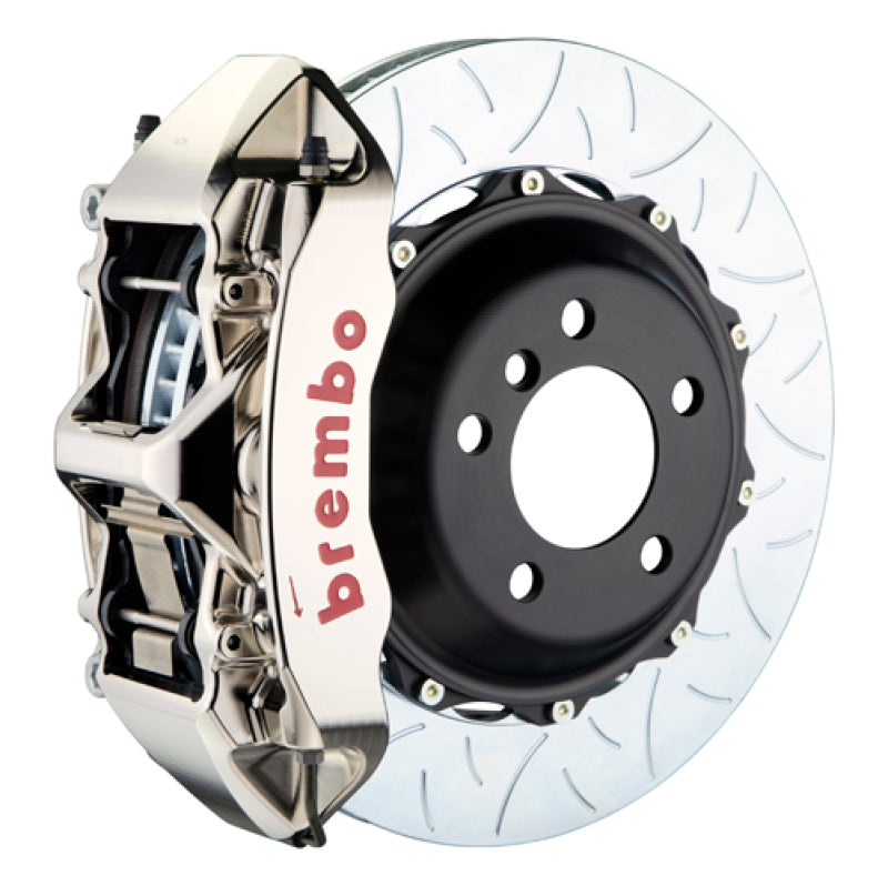 Brembo 05-14 Mustang GT Excl non-ABS Fr GTR BBK 6Pis Billet 380x32 2pc Rotor Slotted Type3-Nickel