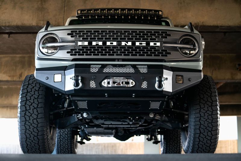 DV8 Offroad 2021+ Ford Bronco Front Bumper Winch Capable w/ Optional Bull  Bar/Aux Light Opening