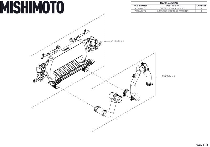 Mishimoto 21+ Bronco 2.3L Kit INT de montaje alto SL Core BK Tuberías