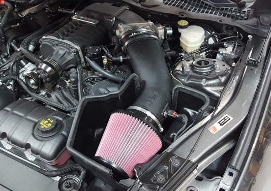 JLT 15-17 Ford Mustang GT (con supercargador Roush/VMP) Blk Tex CAI Kit con filtro rojo - Tune Req