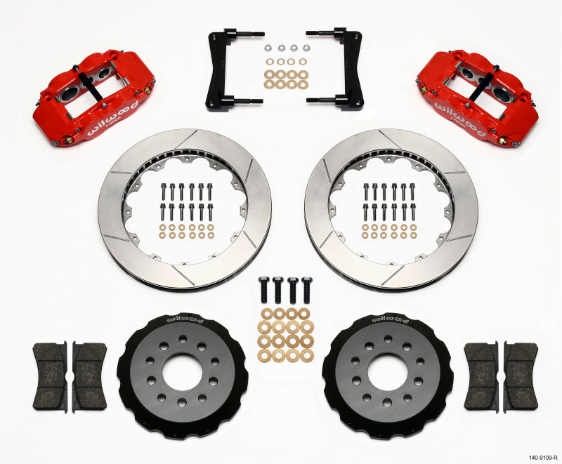 Wilwood Narrow Superlite 6R Kit de sombrero delantero 13.06 pulgadas rojo 2005-2014 Mustang