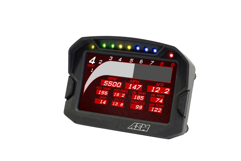 Pantalla de tablero digital con registro de carbono AEM CD-5LG con GPS interno de 10 Hz y antena