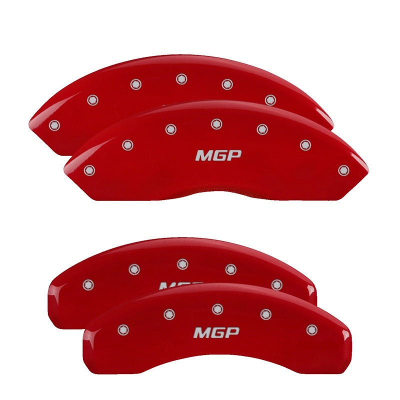 Cubiertas de pinza MGP 4 grabadas delanteras y traseras MGP Acabado rojo plateado ch