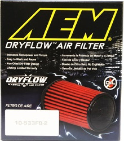 Filtro de aire cónico AEM DryFlow de 5,5 pulgadas de diámetro exterior de base / 4,75 pulgadas de diámetro exterior superior / 5 pulgadas de altura