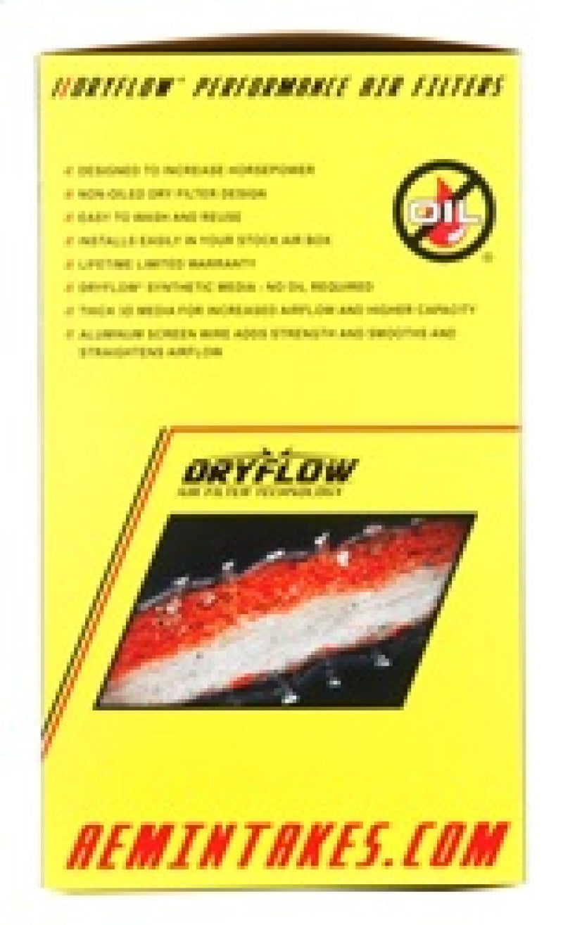 Filtro de aire cónico DryFlow AEM de 2,75 pulgadas de diámetro interior de brida x 6,25 pulgadas de diámetro exterior de base x 7 pulgadas de alto