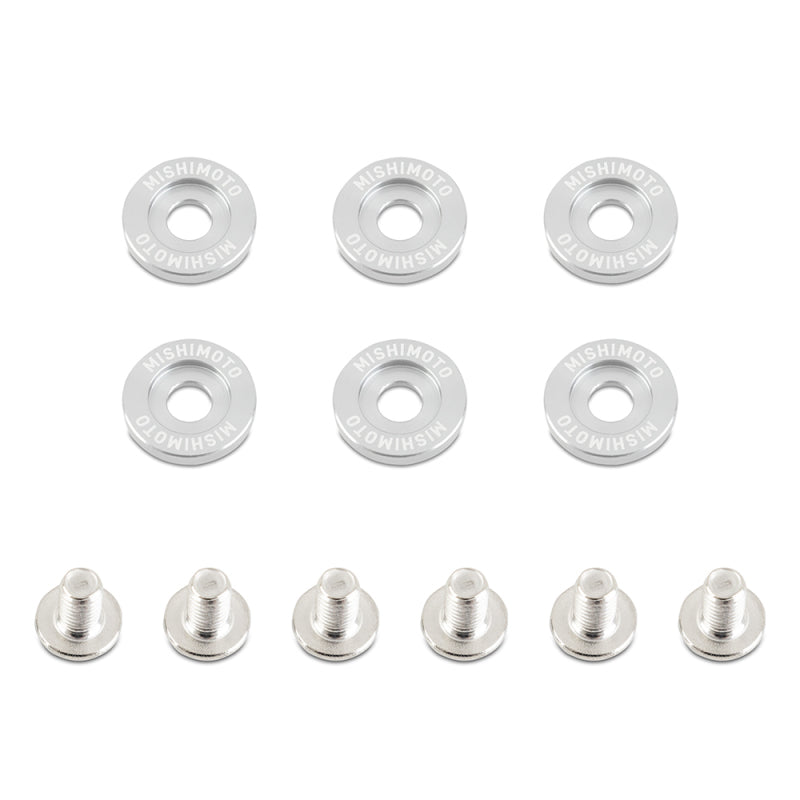 Kit De Arandelas De Guardabarros Pequeño Mishimoto (6 Piezas) - Plata