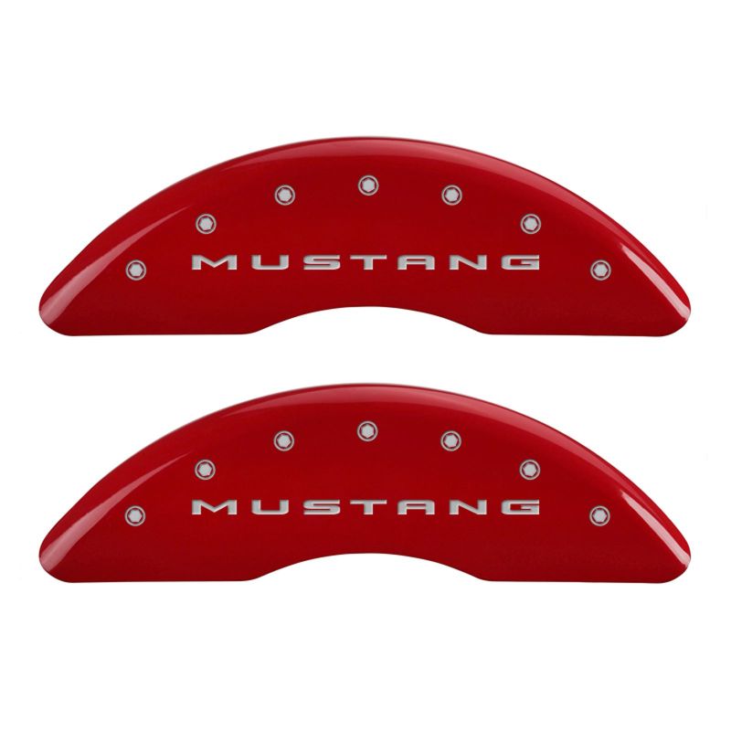 Tapas de pinza MGP 4 Delanteras grabadas 2015/Mustang Traseras grabadas 2015/37 Acabado rojo plata ch