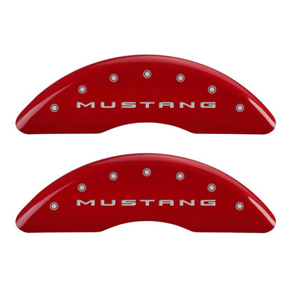 Tapas de pinza MGP 4 Delanteras grabadas 2015/Mustang Traseras grabadas 2015/37 Acabado rojo plata ch