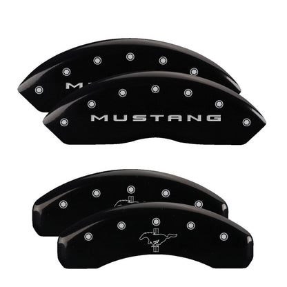 Cubiertas de pinza MGP 4 grabadas delanteras 2015/Mustang grabadas traseras 2015/Bar &amp; Pony Acabado en negro slvr ch