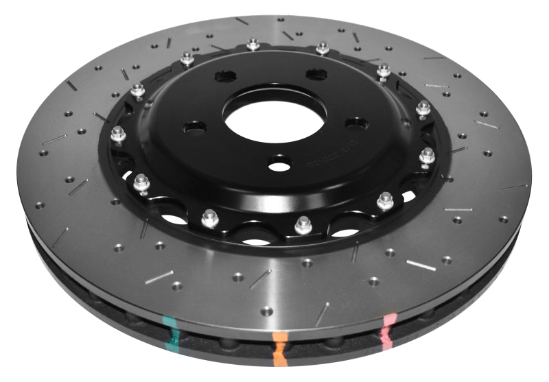 DBA 13-14 Ford Mustang GT500 con rotor delantero Brembo perforado/ranurado Serie 5000 de 2 piezas con sombrero negro