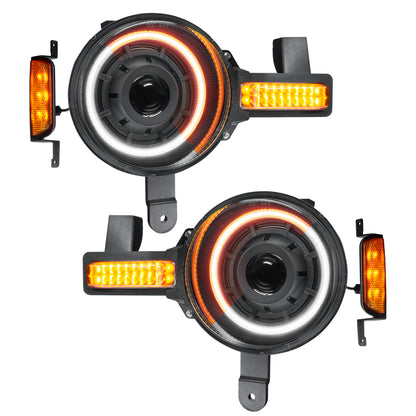 Faros delanteros proyectores bi-LED Oracle 2021+ Ford Bronco Oculus - Ámbar/blanco Switchback