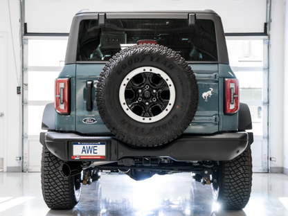 AWE Tuning 2021+ Ford Bronco 0FG Single Rear Exit Exhaust w/Diamond Black Tip & Bash Guard