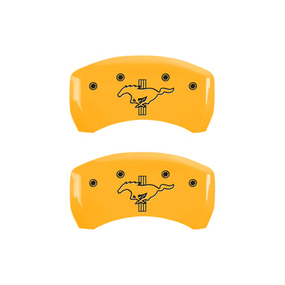 MGP 4 Caliper Covers Engraved Front 2015/Mustang Engraved Rear 2015/Bar & Pony Yellow fnsh black ch