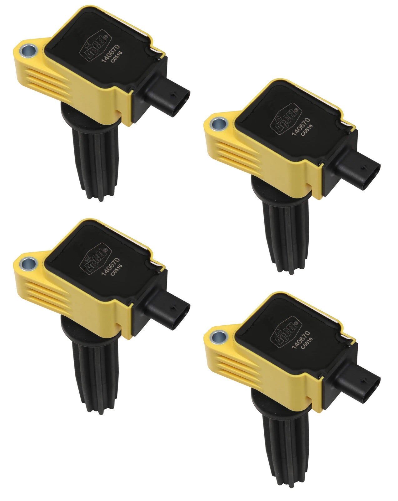 ACCEL Ignition Coil - SuperCoil - 2012-2017 Ford EcoBoost 2.0L/2.3L - L4 - Yellow - 4-Pack
