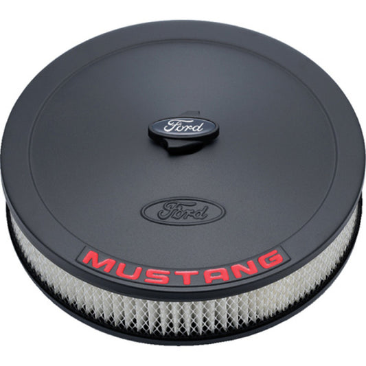 Kit de filtro de aire Ford Racing - Acabado negro arrugado con emblema Mustang rojo