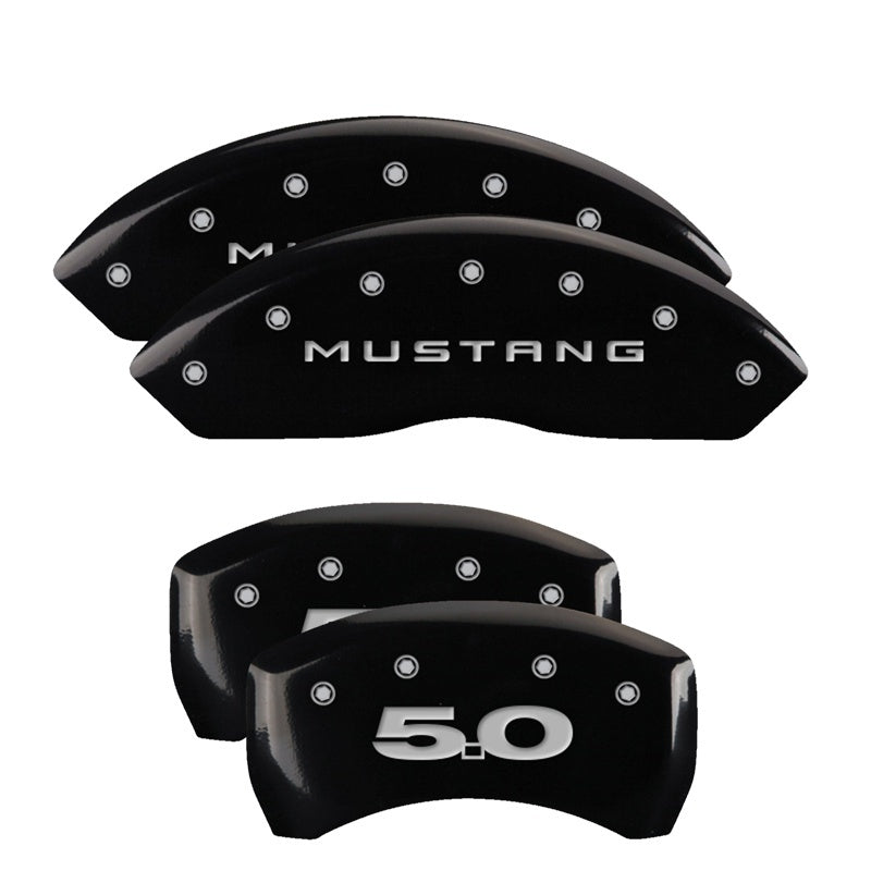 Cubiertas de pinza MGP 4 Grabado Delantero Mustang Grabado Trasero 50 Acabado negro plata ch