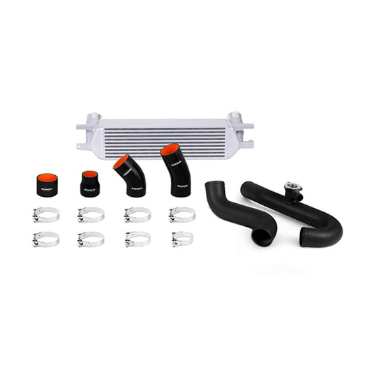 Mishimoto 2015 Ford Mustang EcoBoost Performance Intercooler Kit - Tubos negros arrugados con núcleo plateado