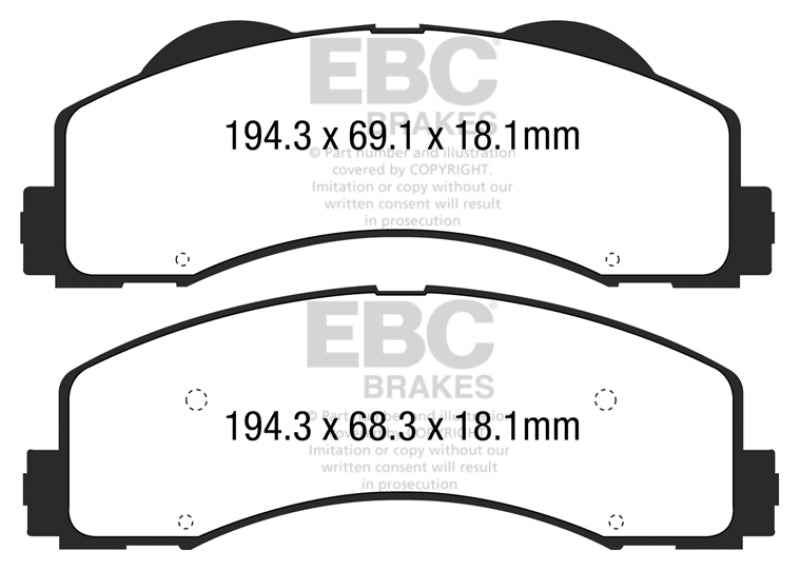 EBC 15+ Ford F150 2.7 Twin Turbo (2WD) Greenstuff Front Brake Pads