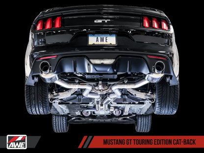 Escape con respaldo de gato AWE Tuning S550 Mustang GT - Edición Touring (puntas en negro diamante)
