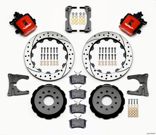 Kit trasero de freno de estacionamiento combinado Wilwood de 12,88 pulgadas, color rojo perforado, Mustang 2005-2014