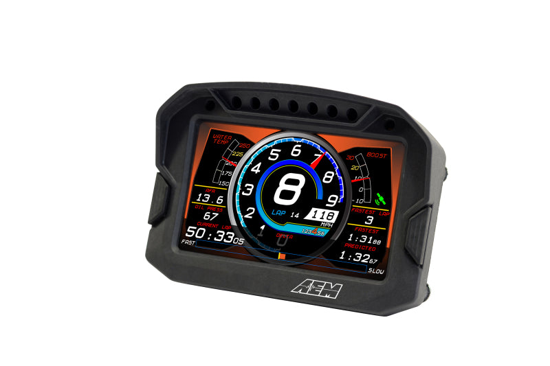 Pantalla de tablero digital con registro de carbono AEM CD-5LG con GPS interno de 10 Hz y antena